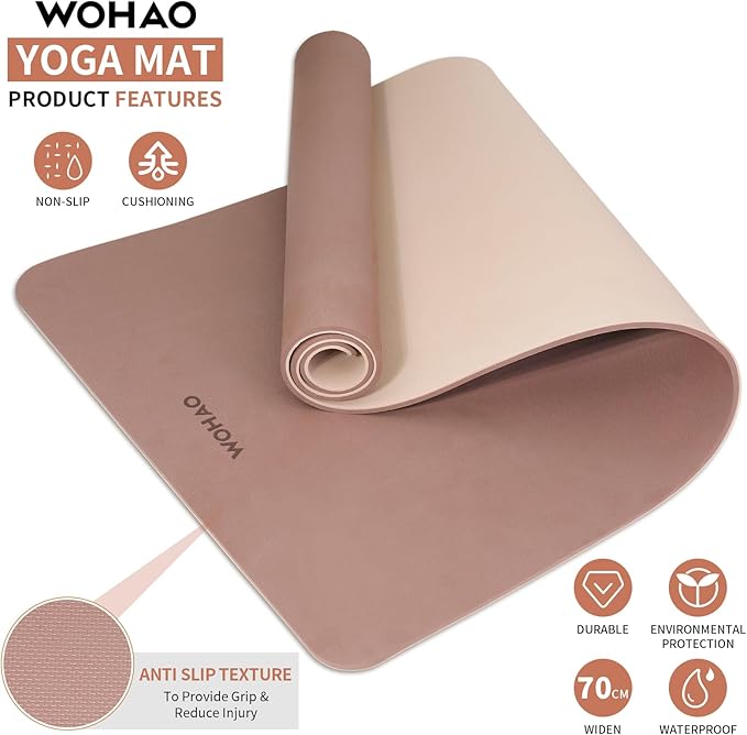 Extra Thick 8mm Yoga Mat, 72"x28" Non Slip Exercise Mat, Reversible 2-Sided Dual Color Premium POE Material, with Carrying Strap for Yoga, Pilates, Home Gym
