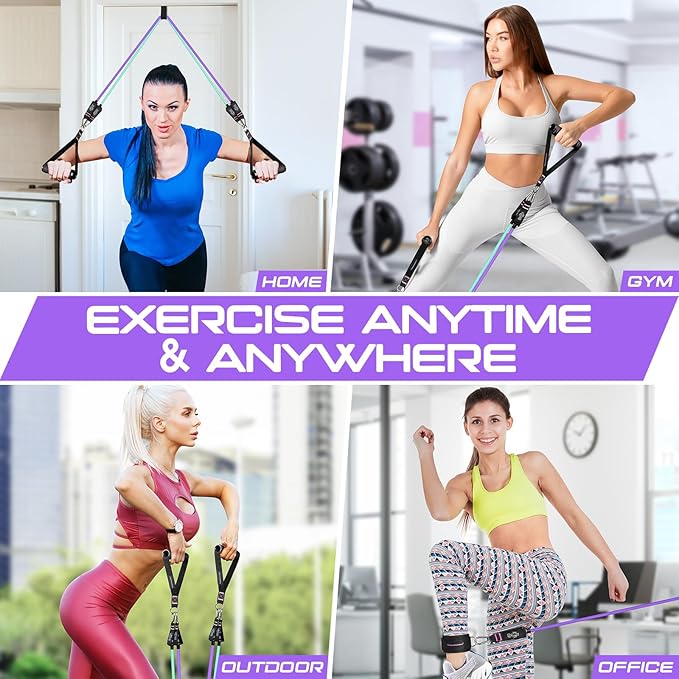 RENRANRING Resistance Bands for Working Out, 150LBS Exercise Bands, Workout Bands, Resistance Bands Set with Handles for Men Women, Legs Ankle Straps