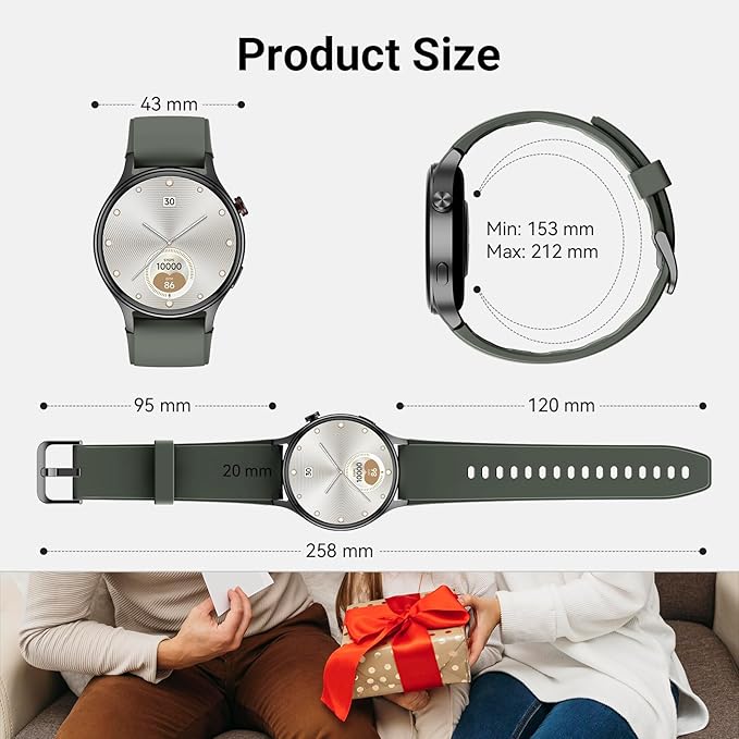 Fitpolo Smart Watch for Men Women,1.3" AMOLED Touchscreen Fitness Tracker, Make/Answer Calls, Heart Rate SpO2 Monitor, IP68 Waterproof, Sleep & Activity Tracking Smartwatch for Android Phones iPhone
