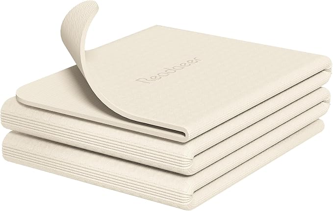 Readaeer Foldable Yoga Mat for Travel Folding Yoga Mat 6mm Thick with Carrying Bag, Non-Slip TPE Exercise Pilates Mat for 72" L x 24" W x 0.24 Inch