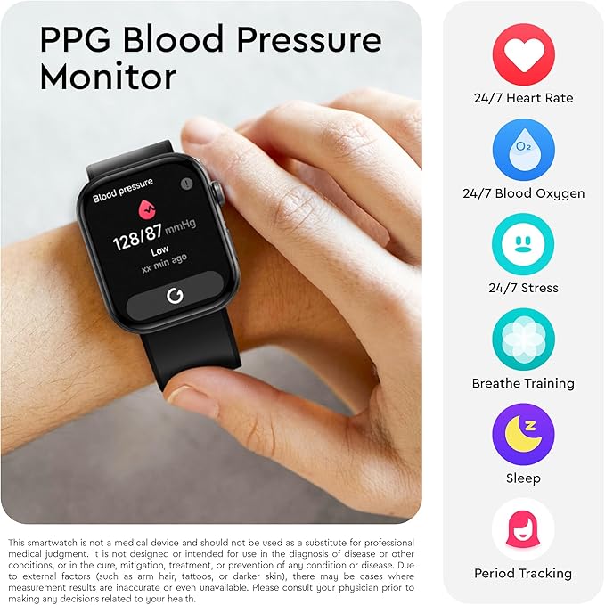 OCTANDRA Beyond VeryFit Smart Watch for Men Women 1.99" AMOLED Screen AI Voice 3ATM Fitness Tracker Watch Heart Rate/Blood Pressure/Oxygen Saturation/Stress/Step/Sleep Monitor (GTX12) (Black & Grey)