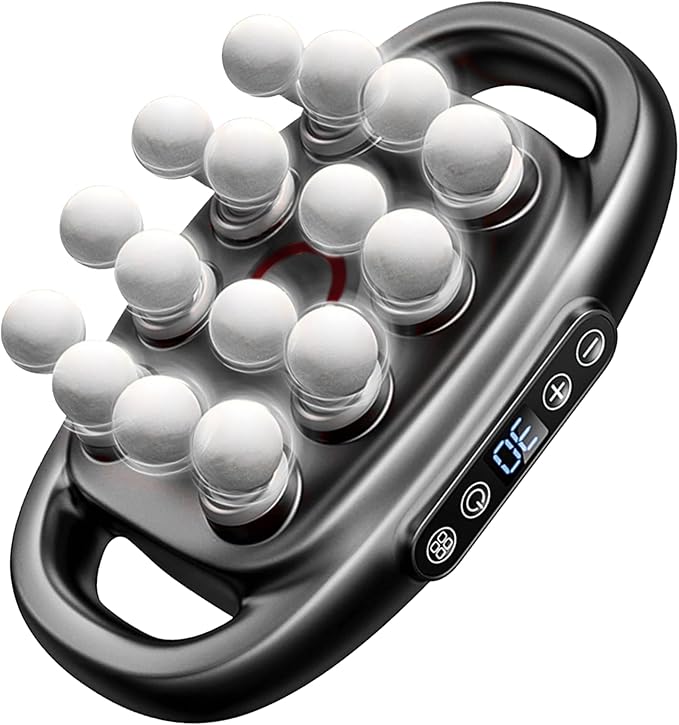 OMEO 16-Head Deep Tissue Massage Gun – Professional Percussion Massager with 30 Intensities & Quiet Motor | Portable Muscle Massager for Pain Relief, Neck, Back, Shoulders & Legs (Black)