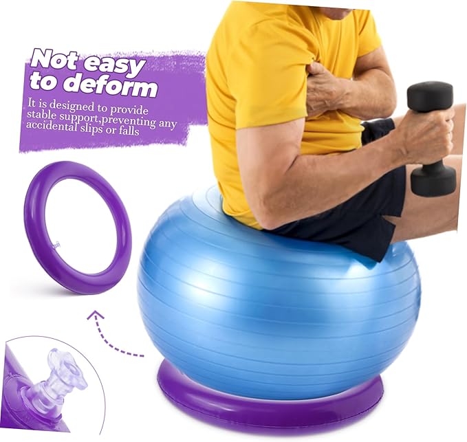 Toyvian Inflatable Yoga Ball Base with Fixed Ring 16.53In Round Stable Holder for Exercise Fitness Training Slip Resistant Support Stand