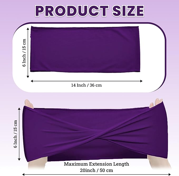 MDS Pack of 25 Spandex Chair Sashes Bows Elastic Stretch Dining Chair Bands Ties Without Slider Buckle Universal fits for Wedding Baby Shower Birthday Party Banquet Event Decoration - Purple