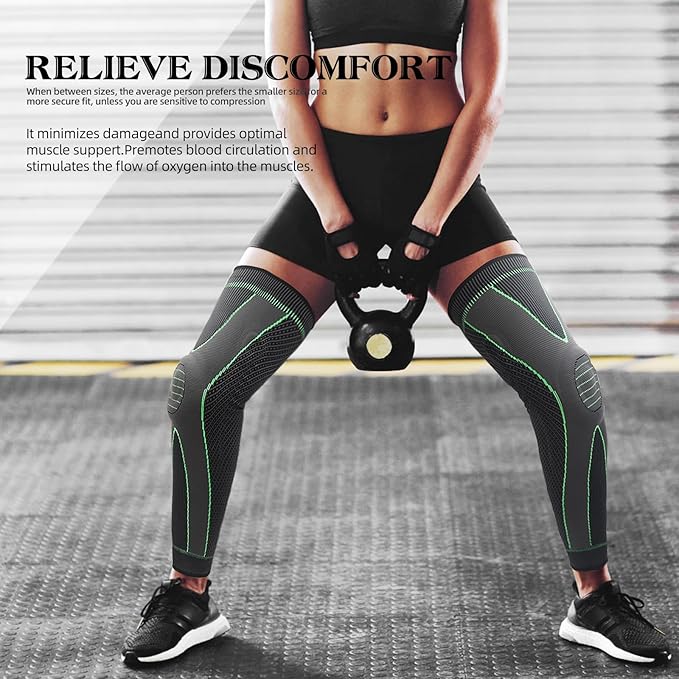 Full Leg Sleeves Long Compression Leg Sleeve Knee Sleeves Protect Leg, for Man Women Basketball, Arthritis Cycling Sport
