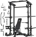 MAJOR FITNESS Drone3 Smith Machine, 2500lbs All-in-One Home Gym Power Rack with Dual Pulley System for Cable Crossover, Pull-Up Bars