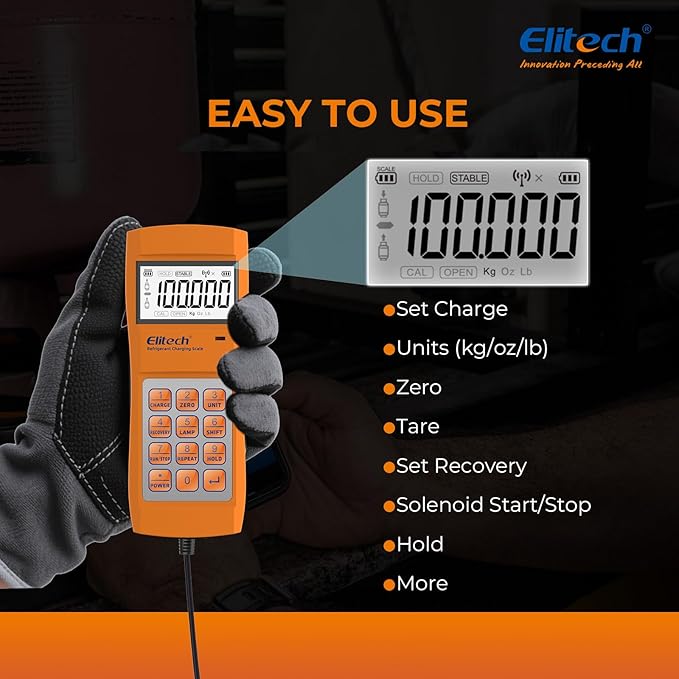 Elitech LMC-200 Refrigerant Scale - 220lb HVAC & Automotive Charging Scale for R134a/R1234yf, Freon Recovery with Anti-Collision Design