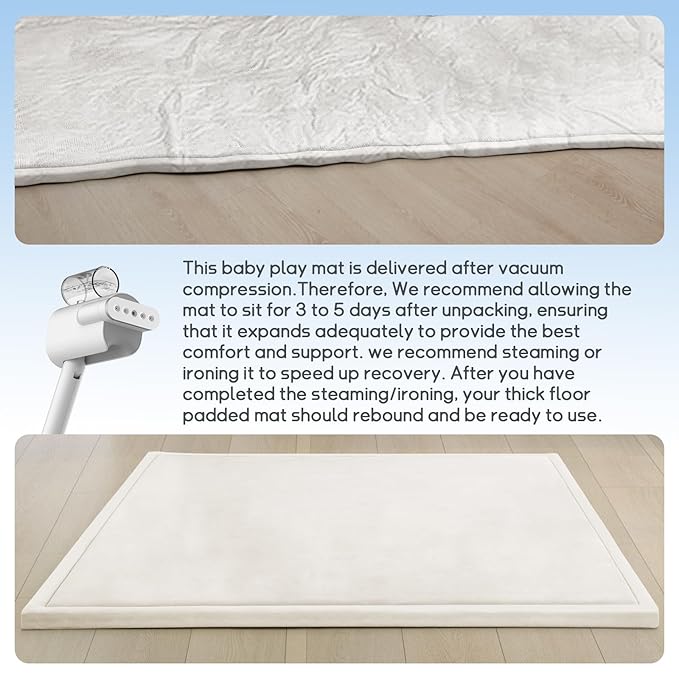 Baby Play Mat for Floor Nursery Rug Muscle Mat Area Rug Playroom Rug 59"x59" Playpen Mat Memory Foam 1.3" Thick Crawling Mat for Babies,Toddlers, Infants, Kids,Cream