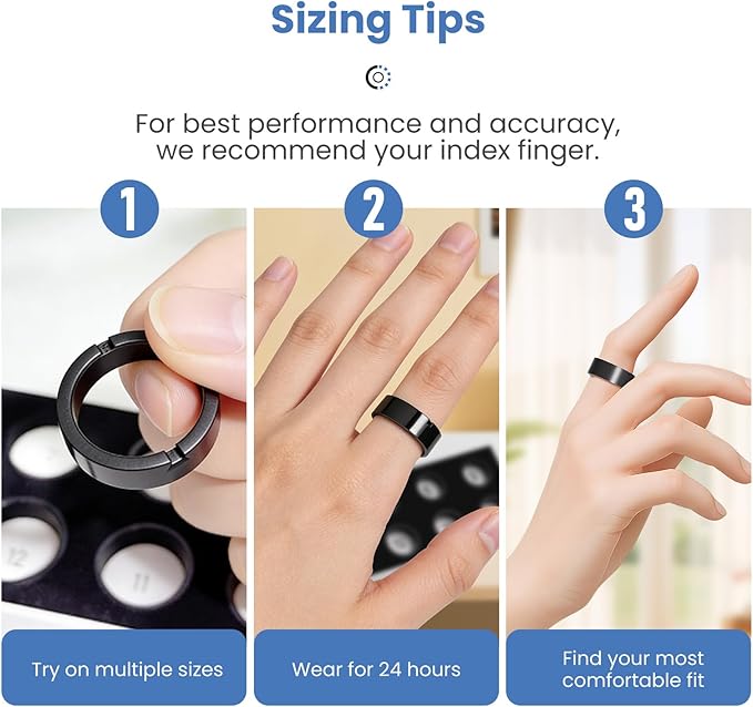 RQZ Smart Ring for Women Men, Fitness Tracker with Heart Rate Tracking, Sleep Tracking, Step Counter, Vibration Alert, 5ATM Waterproof, iOS Android Compatible, Gold Size 11