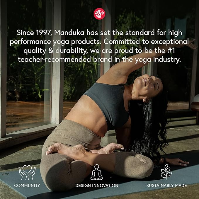 Manduka Recycled High Density EVA Foam Yoga Block – Contoured Edges for Comfort, Firm Stability for Balance and Support in Any Yoga Pose, Midnight, 9''L x 6''H x 4''D