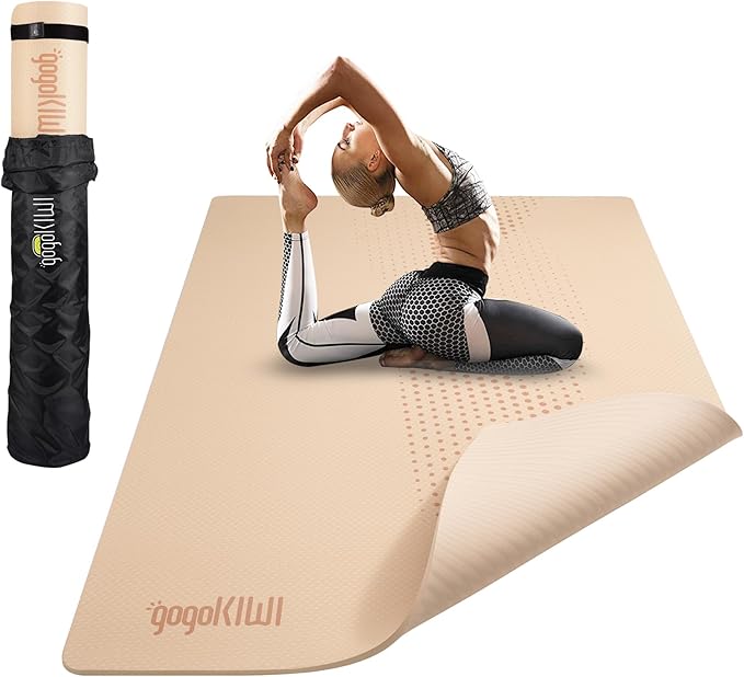 Gogokiwi Large Yoga Mat (6'x4') – 1/4" & 1/2" Thick Exercise Mats for Home Workout, Extra Wide Workout Mats for Home Gym, Yoga, Pilates, Stretching, Floor & More