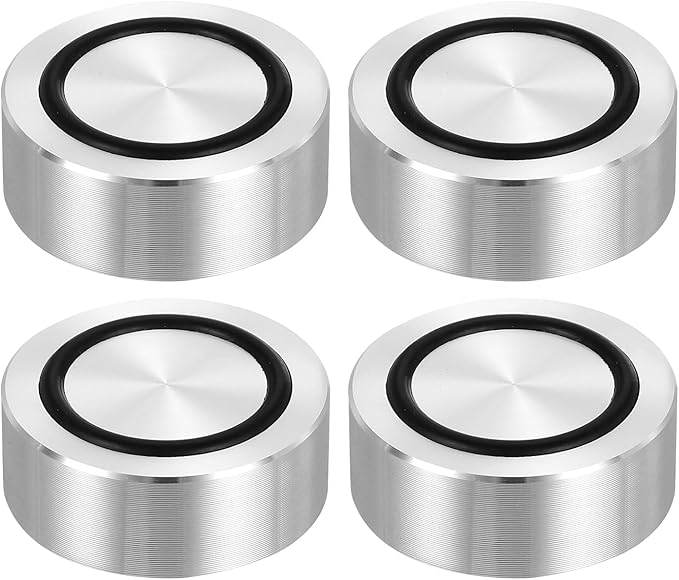 uxcell M8 Thread 40mm / 1.6" Dia 15mm Thick Aluminum Circle Disc Glass Top Adapter 4pcs Round Solid Table Feet Pad Plate Hardware with Anti-Slip Rubber Ring
