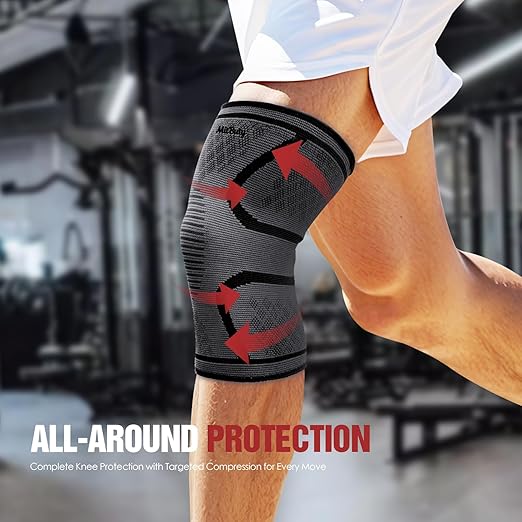 Compression Knee Brace for Women & Men, 2-Pack Knee Sleeve for Running, Basketball & Hiking, Compression Sleeve for Gym, Sports & Workout – Knee Support for Daily Activities (XL: 22–25")