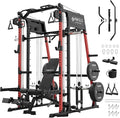 Mikolo M4 2.0 Smith Machine, 2200lbs Squat Rack with LAT-Pull Down System & Cable Crossover Machine, Training Equipment with Leg Hold-Down Attachment