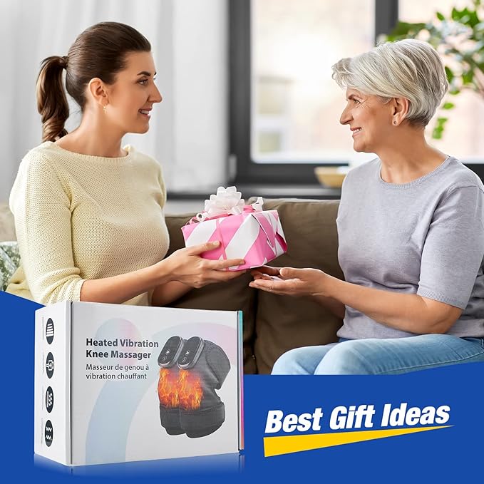 Cordless Electric Heated Knee Massager, 3-in-1 Heated Knee Massager with Heat for Knee Elbow Shoulder Wrap with 3 Vibration & Heating Modes