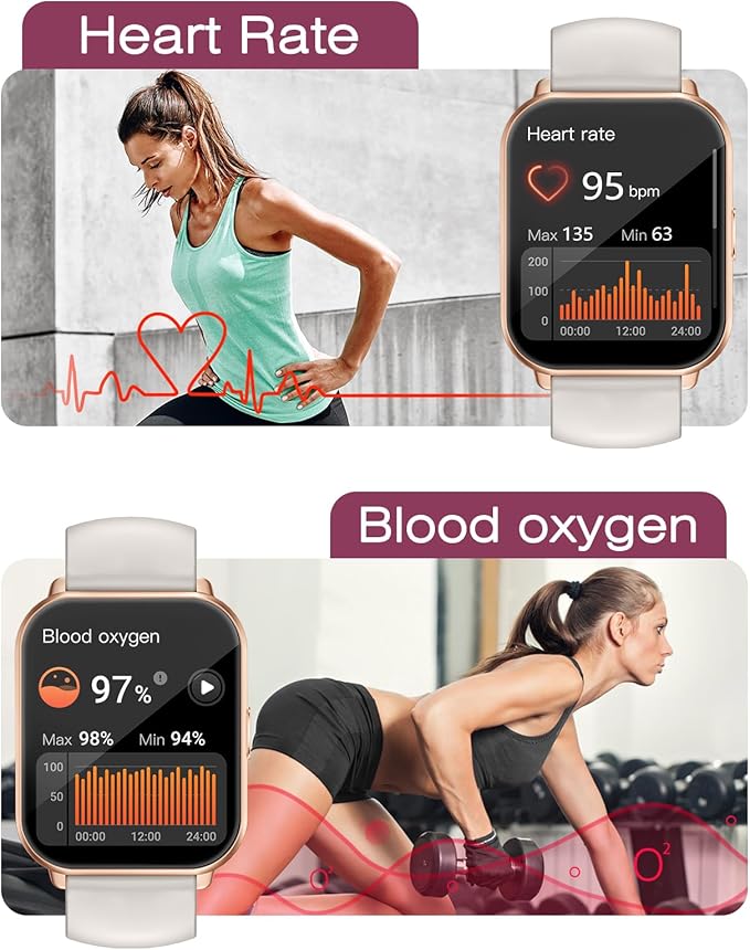 Smart Watches for Women Men (Answer/Make Calls, 3 Bands), 1.85" Fitness Tracker Watch for iPhone/Android Phones with Heart Rate Monitor Sleep/Steps Tracker 100+ Sports Pedometer Waterproof Gold