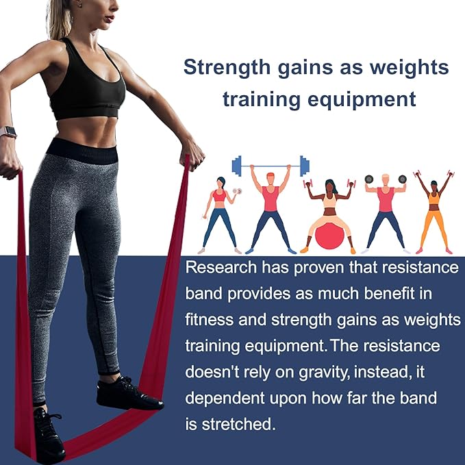 A AZURELIFE Resistance Bands,Professional Long Non-Latex Elastic Stretch Bands,Exercise Bands for Physical Therapy, Yoga, Pilates, Rehab, at-Home or The Gym Workouts, Strength Training