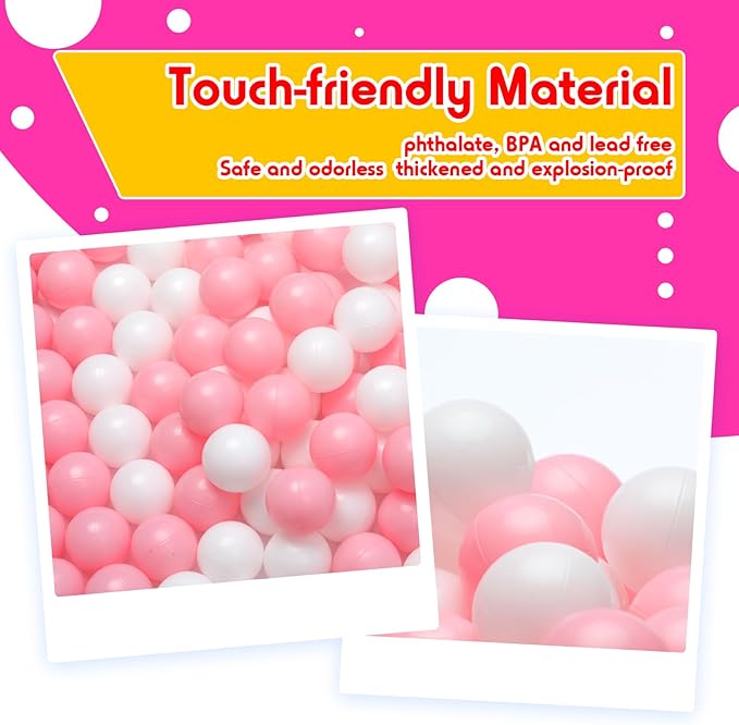 Vanland Ball Pit Balls for Baby and Toddler Phthalate Free BPA Free Crush Proof Plastic - Multicolored Pit Balls in Reusable Play Toys for Kids with Storage Bag