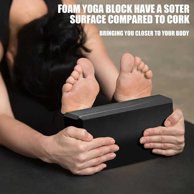 2 Pcs Yoga Blocks, 9"x6"x3" Foam Blocks Yoga Props for Pilates Stretching and Meditation Exercise Blocks Lightweight Yoga Essentials