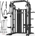 DONOW Smith Machine with Weight Stacks, Multi Function Home Gym System Training Power Cage Squat Rack Dual Cable Crossover Machine All in One