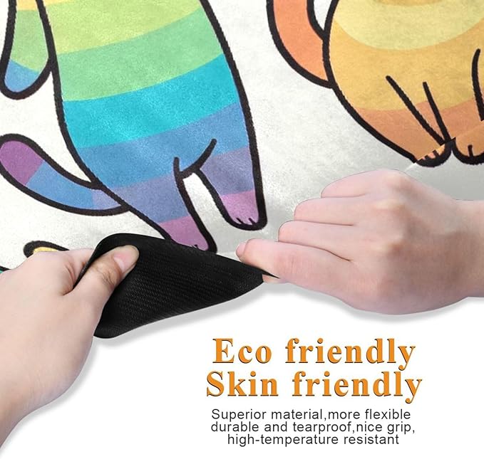 Cute Rainbow Cat Yoga Mat Thick Non Slip Yoga Mat Workout Mat for Men Women, Exercise & Exercise Mat for Home Gym, Yoga, Pilates, Stretching, and Floor
