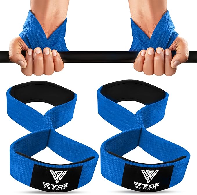 WYOX Figure 8 Lifting Wrist Straps for Weightlifting – Heavy Duty Padded Neoprene Wrist Support, Powerlifting & Strength Training Lift Straps for Deadlifts, Pull Ups, Rows, Shrugs, Gym Training Hand Grip Support for Bodybuilding