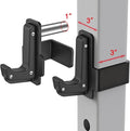SELEWARE Solid Steel J Hooks for 2" x 2" or 3" x 3" Tube Power Cage with 1" 1/2" or 5/8" Hole Squat Rack Attachment, J-Hook Barbell Holder for Power Rack, Set of 2