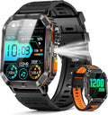 Military Smart Watches for Men, 2.01" HD Screen, 30-Day Battery, 5ATM Waterproof, LED Flashlight, Heart Rate & Sleep Monitor, 110+ Sports Modes, 2 Watch Bands, Android iOS