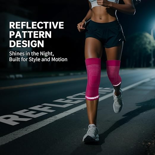 CAMBIVO Knee Brace for Women and Men (2 Pack), Ultra-Thin Lightweight Knee Compression Sleeve (Hot Pink, Large)