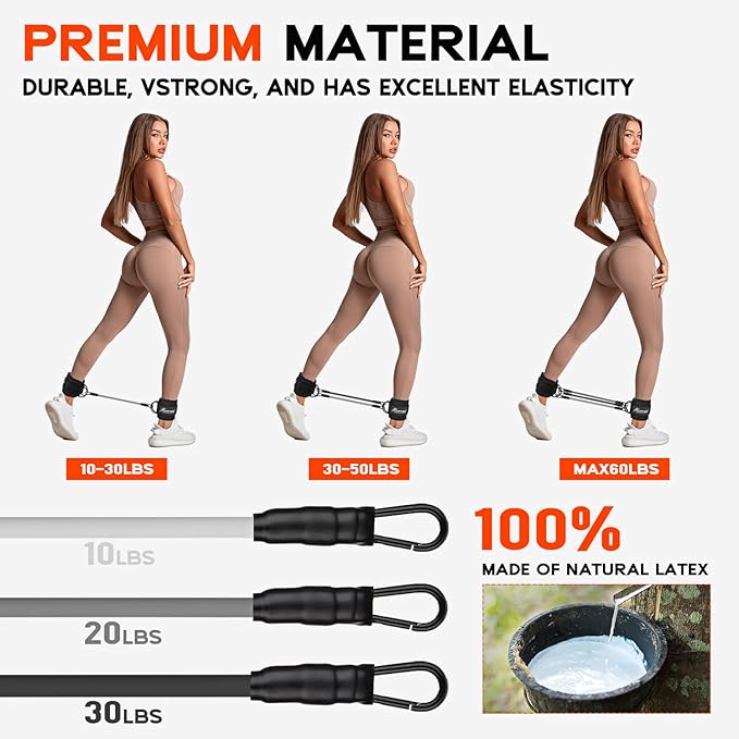 HPYGN Ankle Resistance Bands, Ankle Bands for Working Out with Cuffs, Resistance Bands for Leg Butt Training Workout Equipment for Kickbacks Hip Gluteus Training, Ankle Strap with Exercise Bands