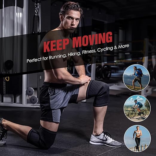 Compression Knee Brace for Women & Men, 2-Pack Knee Sleeve for Running, Basketball & Hiking, Compression Sleeve for Gym, Sports & Workout – Knee Support for Daily Activities (L: 19–22")