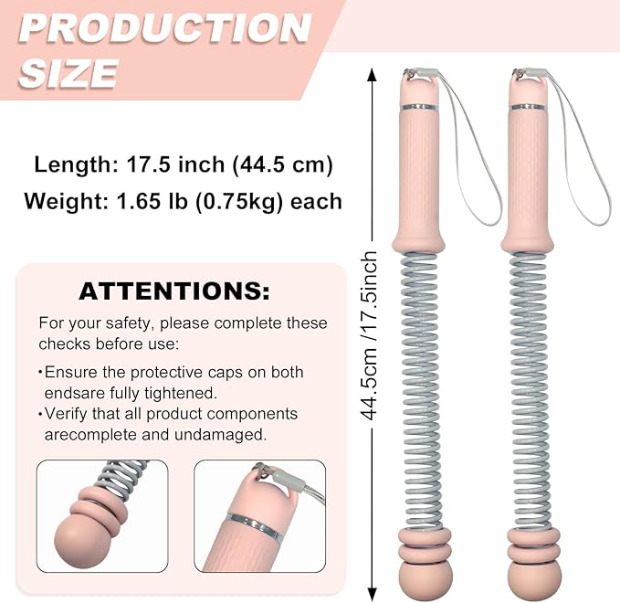 Adjustable Ropeless Battle Ropes for Home Gym, Heavy Duty Cordless Battle Rope 2-Pack with Non-Slip Spiral Handles, Weighted Ropeless Battle Ropes for Strength Training, HIIT Workout for Women & Men