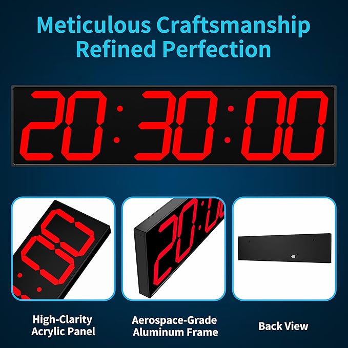 CHKOSDA Large Digital Wall Clock 28" with GPS Auto-Sync, Remote Control & Timer, Wall-Mounted for Classroom, Office, Gym, Conference Room