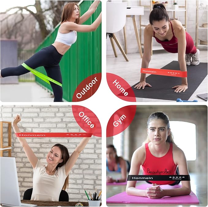 Honmein Resistance Bands for Working Out, Exercise Bands with 5 Resistance Levels Fit for Home Fitness, Strength Training, Natural Latex Resistance Band Include Instruction Guide and Carry Bag