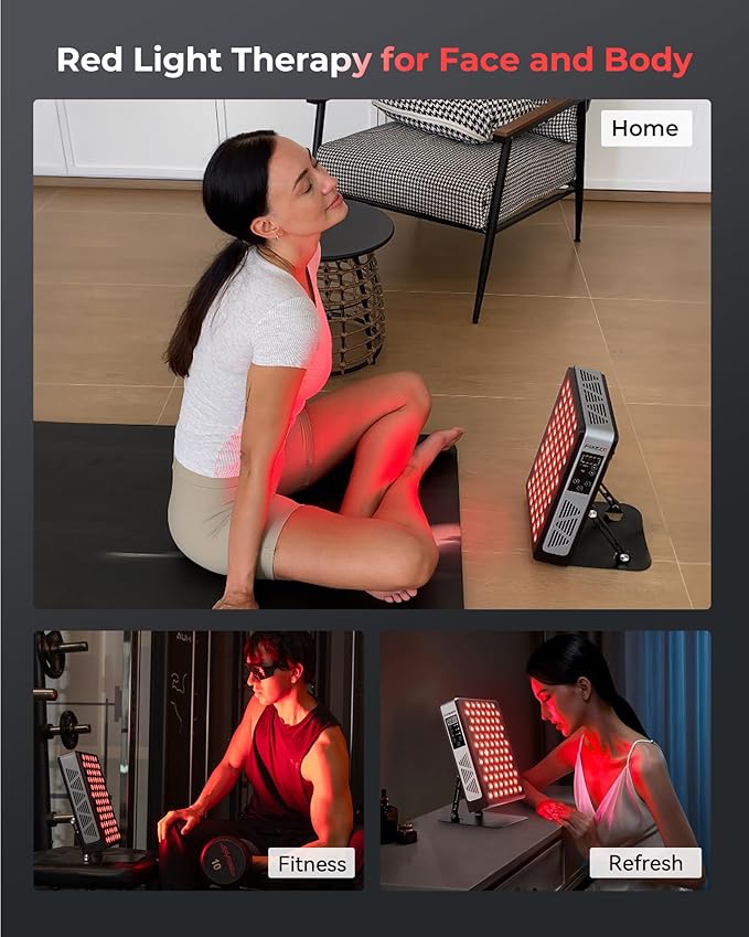 2026 Upgraded Red Light Therapy for Body Face, 4-Chip 630nm/660nm/830nm/850nm Red Light Panel with 3 Modes, Dimmable & Timer, Infrared Light Therapy for Home Office Gym, Pro 78 LEDs
