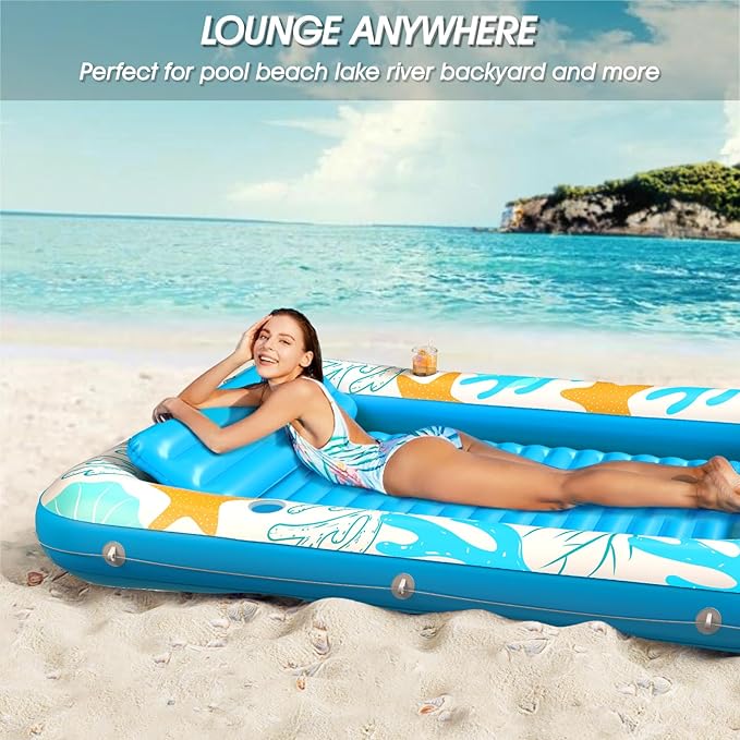 Inflatable Tanning Pool Lounger Float - Jasonwell 4 in 1 Sun Tan Tub Sunbathing Pool Lounge Raft Floatie Toys Water Filled Tanning Bed Mat Pad for Adult Blow Up Kiddie Pool Kids Ball Pit