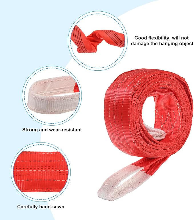 PATIKIL Lifting Slings Straps, 1 Pcs Polyester 16ft Heavy Web Slings Duty Flat Lifting Belts Pull Lifting Straps Slings Mount(11023lbs), Red