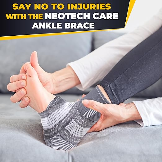 NeoTech Care Adjustable Ankle Support Brace (Gray, Size L, 1 Unit)