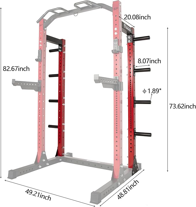 Signature Fitness Fitvids SF-SS1 1 – 000 Pound Capacity 3” x 3” Power Rack Squat Stand – Half Rack Convert Kit – Black
