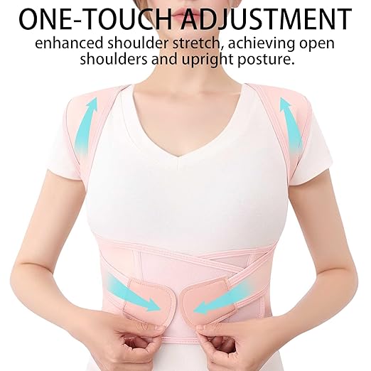 Posture Corrector for Women and Men Plus Size Full Back Support Brace Straightener Scoliosis Spine Upper Back Pain Relief Adjustable Shoulder Instant Posture Corrector with Hunchback (Pink, X-Large)