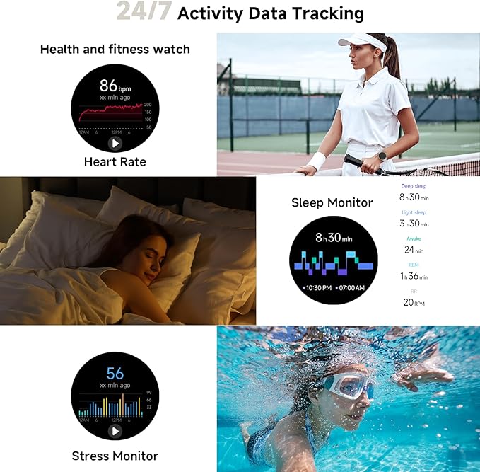 Smart Watch for Women Men, 1.27" HD Fitness Tracker with Heart Rate, Sleep, Step, SpO2 Monitor, IP68 Waterproof for Android iOS (Off White)