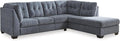 Signature Design by Ashley Marleton Contemporary Right-Arm Facing Tufted 2-Piece Sleeper Sectional with Chaise, Loose Seat Cushions and Bi-Fold Memory Foam Mattress, Full, Blue
