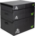 Champion Sports Foam Plyometric Box Set with 6", 12", and 18" Included - Durable Jump Boxes for Training with Handles, Hook and Loop Flaps - Stackable Cross Traning Plyo Box, Jumps for Gym