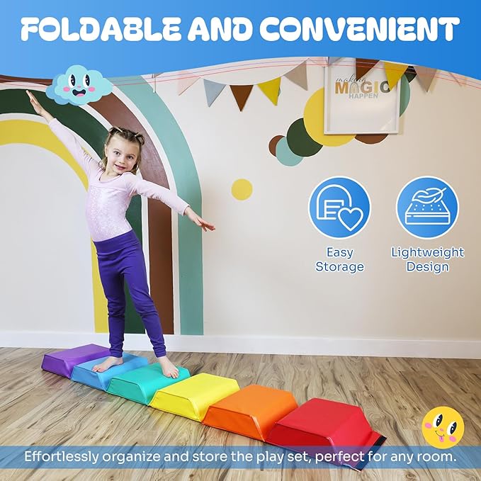 New Bounce Tumbling Mat for Kids - Gymnastics Mat - Folding Exercise Tumble Mat for Home Gyms