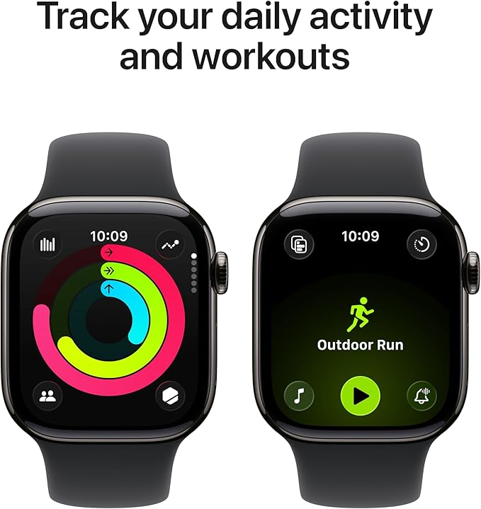 Apple Watch Series 11 [GPS + Cellular 42mm] Smartwatch with Slate Titanium Case with Black Sport Band - S/M. Sleep Score, Fitness Tracker, Health Monitoring with AppleCare+ (2 Years)