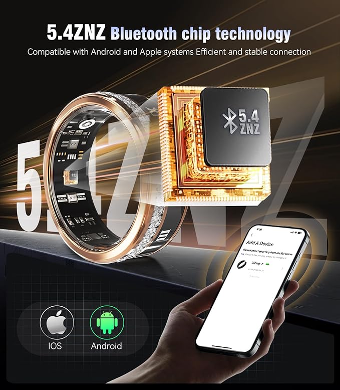10 Gen Diamond Smart Ring and Wireless Charging Case【Industry Ranking No.1 – 0 Measurement Error】 2026 Smart Ring for Women & Men for Sleep Tracking Wearable Device,Fitness Ring 8#