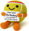Mini Positive Crochet Tennis Ball Gifts for Women Men - Handmade Crochet Tennis Ball, Motivational Encouragement Christmas White Elephant Gift for Tennis Balls Lover Coworker Friend Coach
