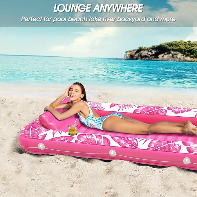 Inflatable Tanning Pool Lounger Float - Jasonwell 4 in 1 Sun Tan Tub Sunbathing Pool Lounge Raft Floatie Toys Water Filled Tanning Bed Mat Pad for Adult Blow Up Kiddie Pool Kids Ball Pit