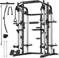 Smith Machine, Multifunctional Power Cage Rack with Smith Bar and Cable Pulley System, and LAT Pull Down Machine for Home Gym…