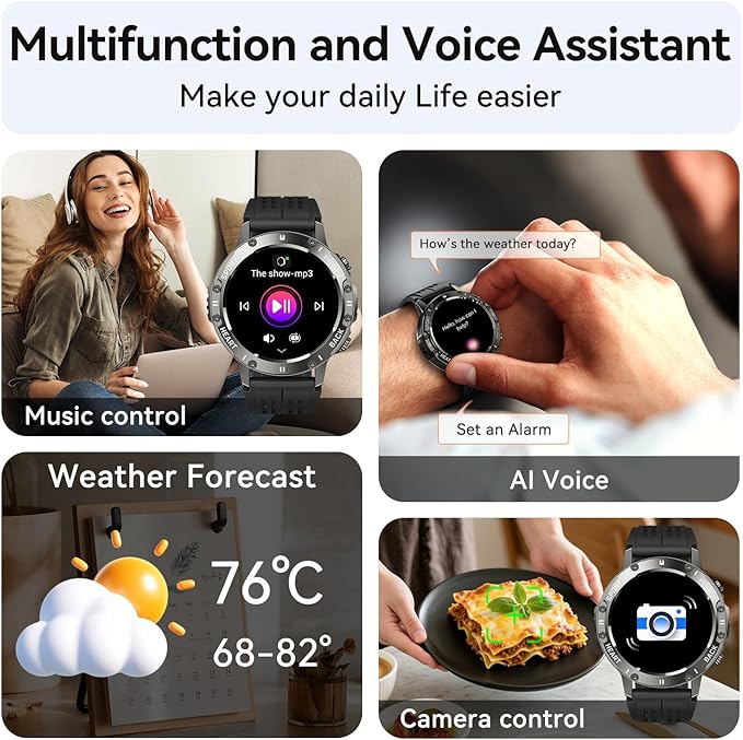 Smart Watch for Men Fitness Tracker: Smart Watches for Android Phones iPhone Bluetooth Waterproof Make Answer Call Digital Mens Watches Heart Rate Monitor Running Smartwatch Samsung Compatible